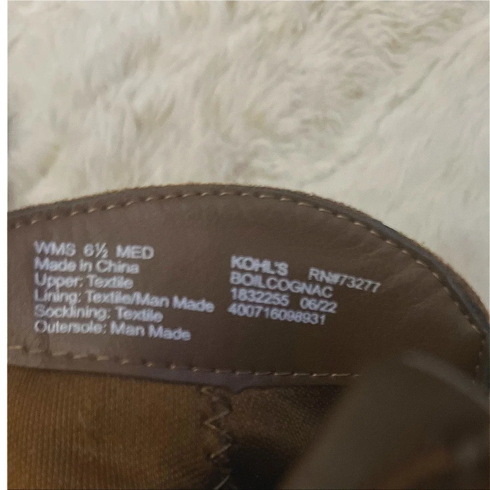 Kohl's Sonoma Cognac‎ Faux Suede Buckle Zip Ankle Boots Women's Size 6.5 Medium